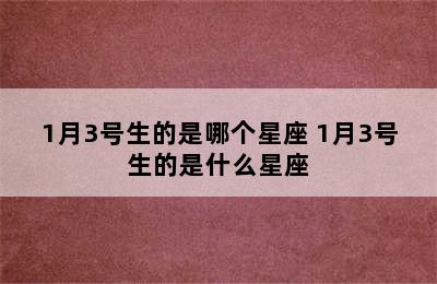 1月3号生的是哪个星座 1月3号生的是什么星座